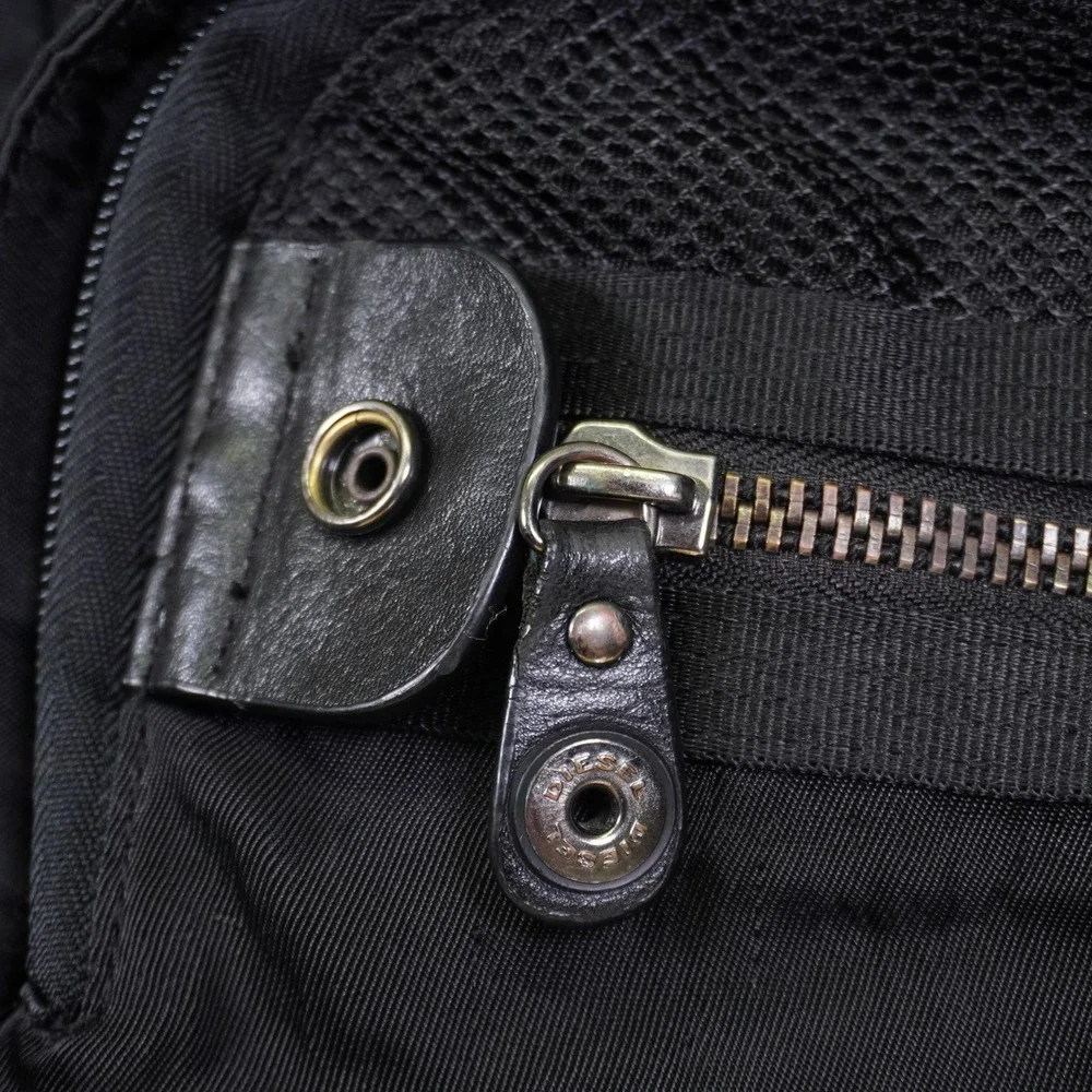 Vintage Diesel Messenger Bag Black Utility Tactical Nylon Leather Laptop Case